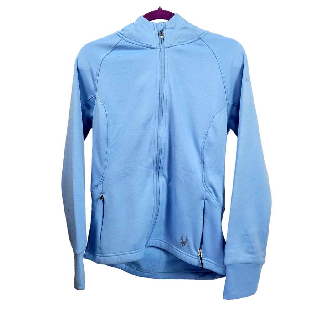 NWT Spyder‎ Zip Up Powder Blue Fleece Lined Jacket Hoodie Women's Size M